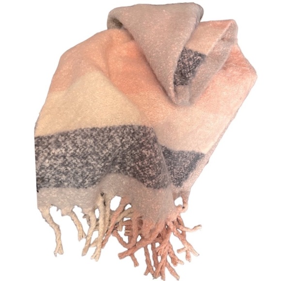 Pastel Pink Plaid Blanket Scarf or Wrap - Picture 1 of 5